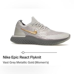 Nike Epic React Flyknit Women's Shoes - Grey and Gold